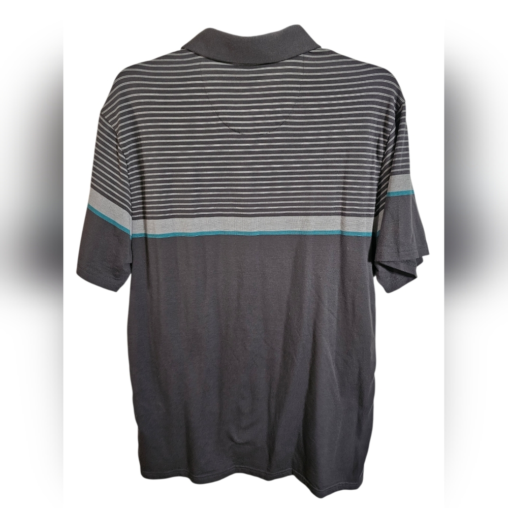 Original Penguin Mens M Polo Gray Cotton Blend Striped Shirt Iconic Quiet Luxury - Picture 3 of 6
